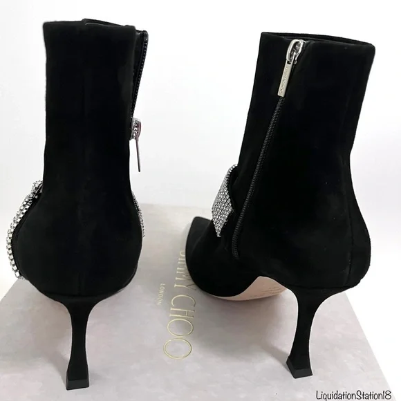 Jimmy Choo Kaza Suede Crystal-Buckle Booties size 39.5/US 9 Authentic - Picture 8 of 8